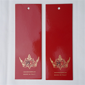 Paper hangtag with glossy finish