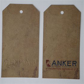 Paper hangtag with embossed logo