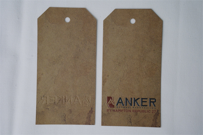 Paper hangtag with embossed logo